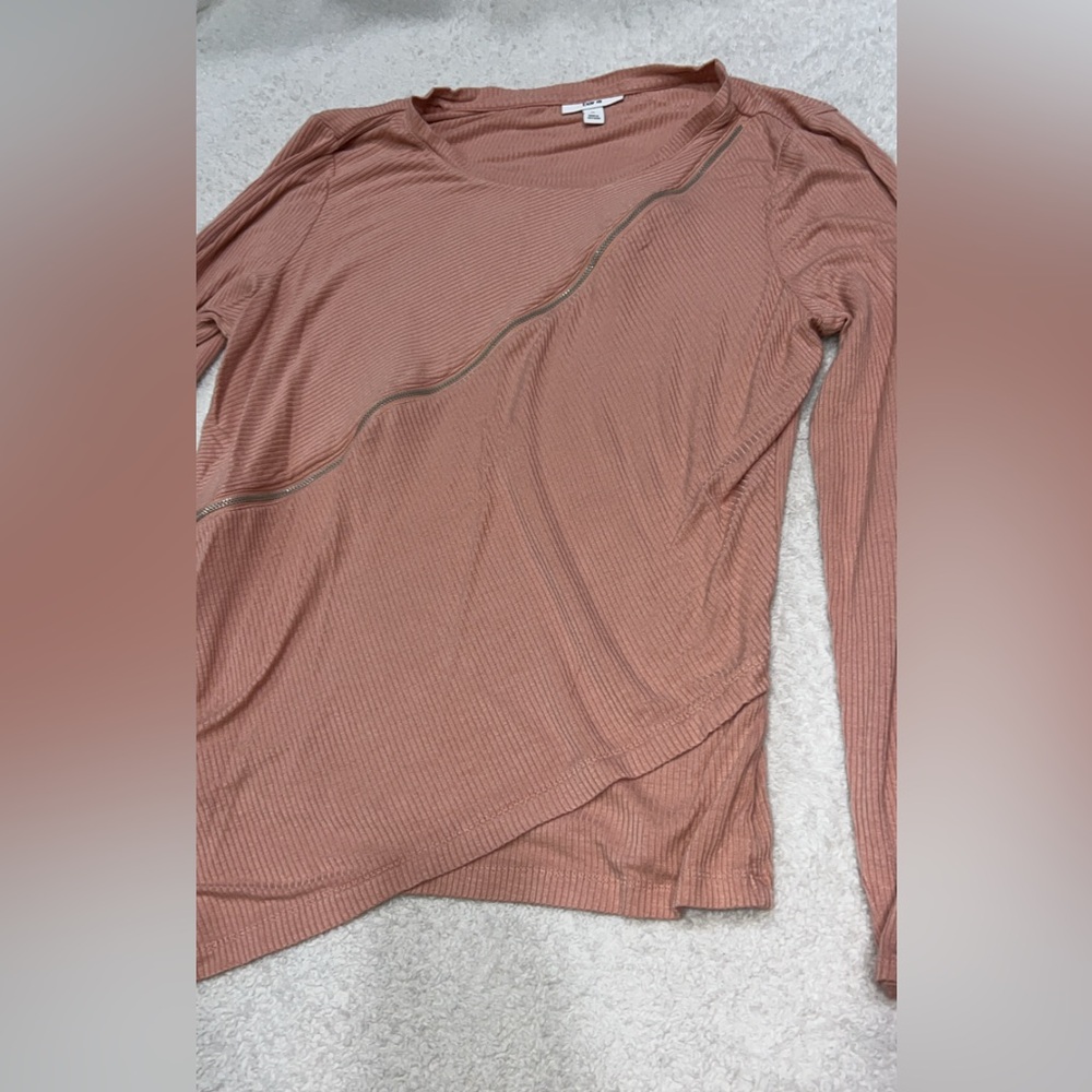 Bar III Terracotta Ribbed Top